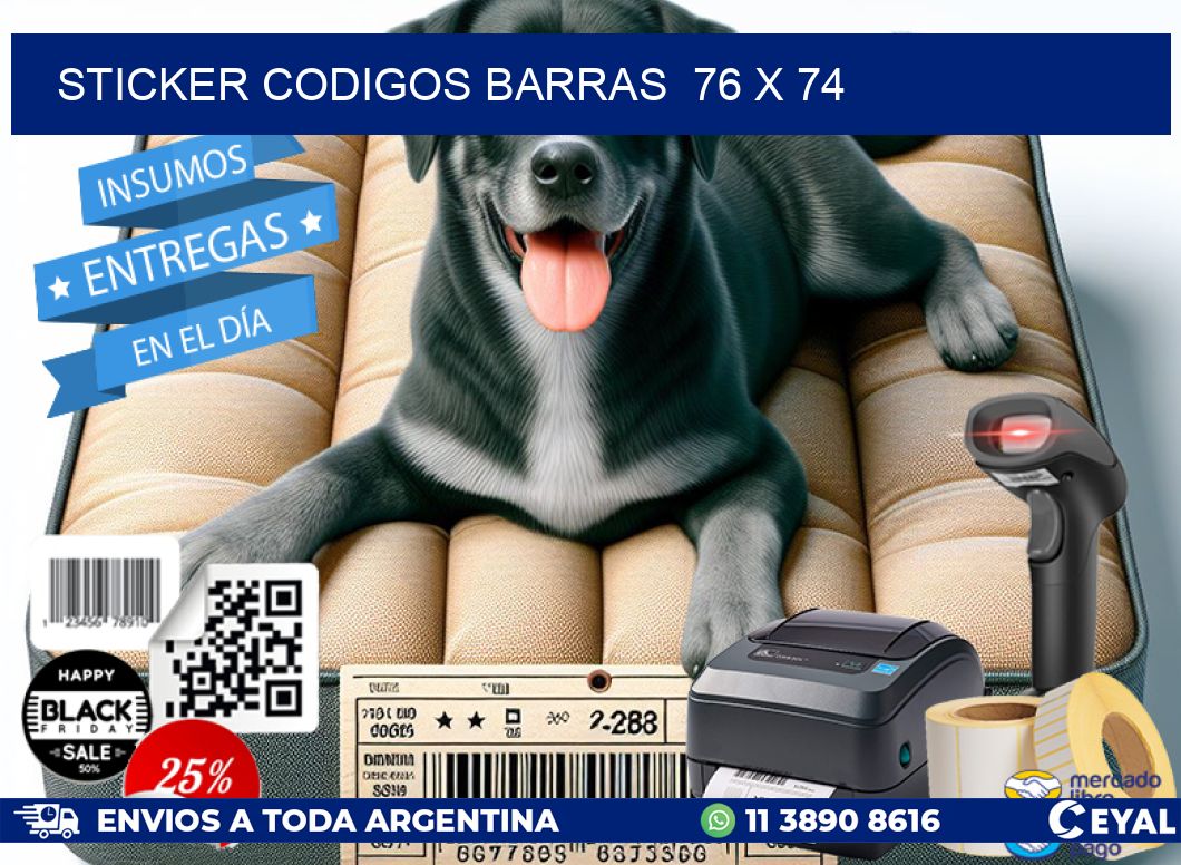 STICKER CODIGOS BARRAS  76 x 74