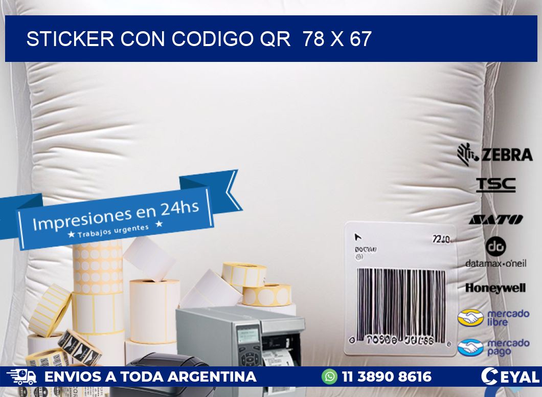 STICKER CON CODIGO QR  78 x 67