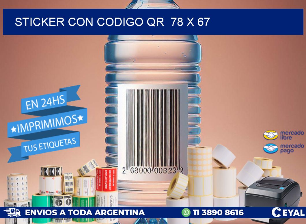 STICKER CON CODIGO QR  78 x 67
