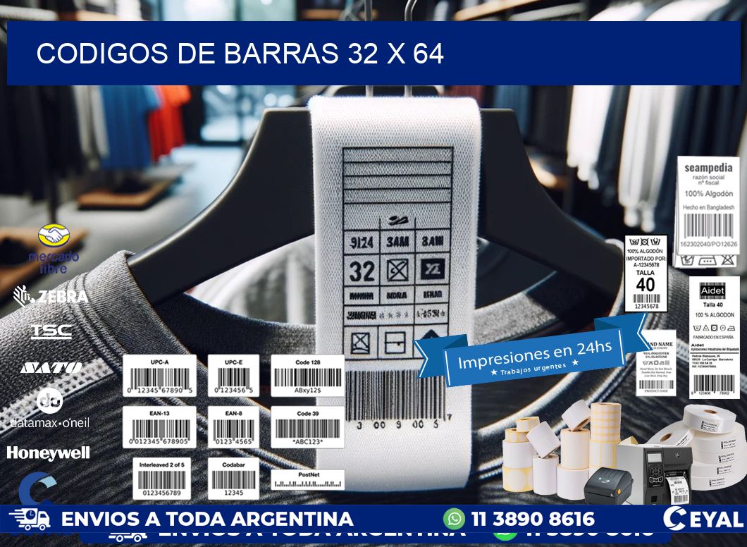 codigos de barras 32 x 64