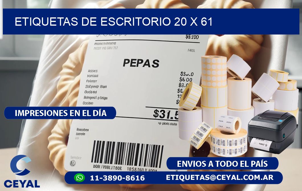 etiquetas de escritorio 20 x 61
