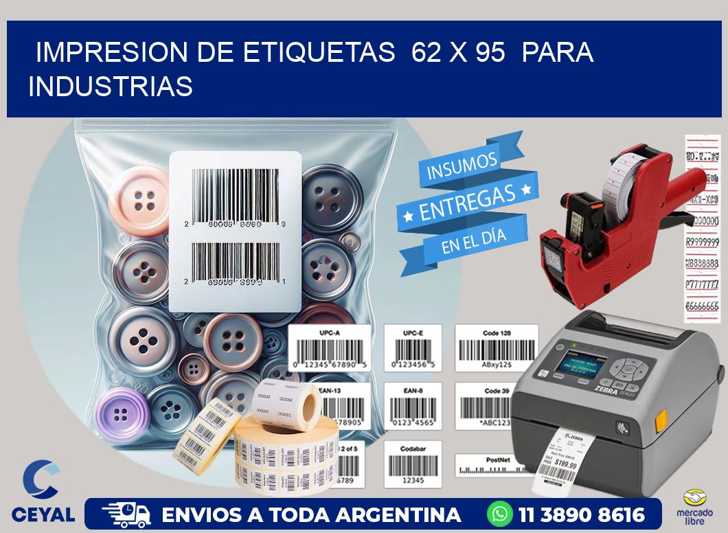 impresion de etiquetas  62 x 95  para industrias