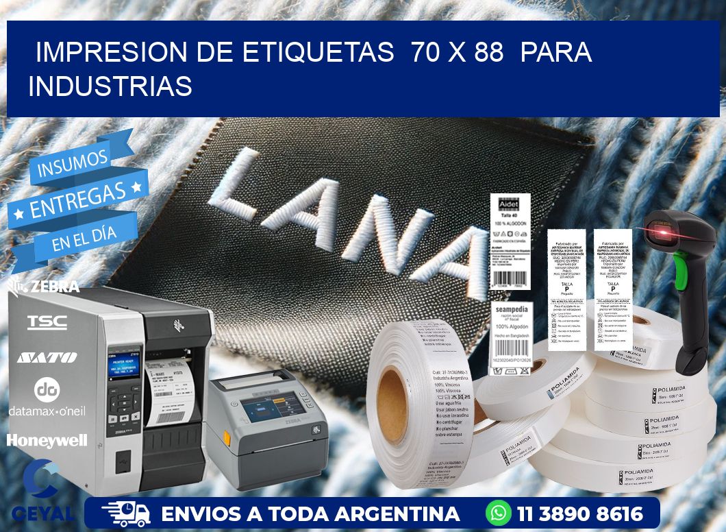 impresion de etiquetas  70 x 88  para industrias
