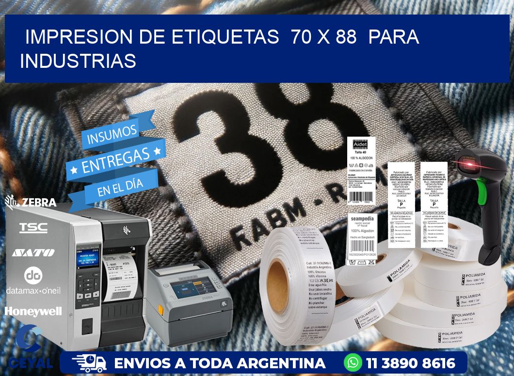 impresion de etiquetas  70 x 88  para industrias