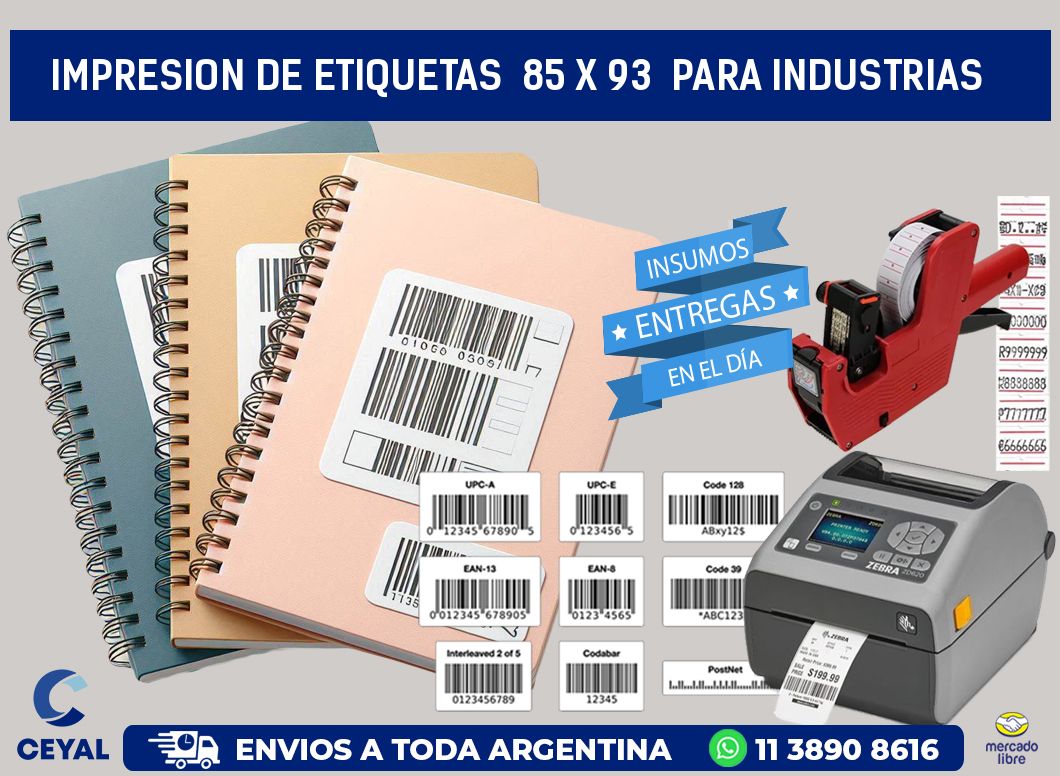 impresion de etiquetas  85 x 93  para industrias
