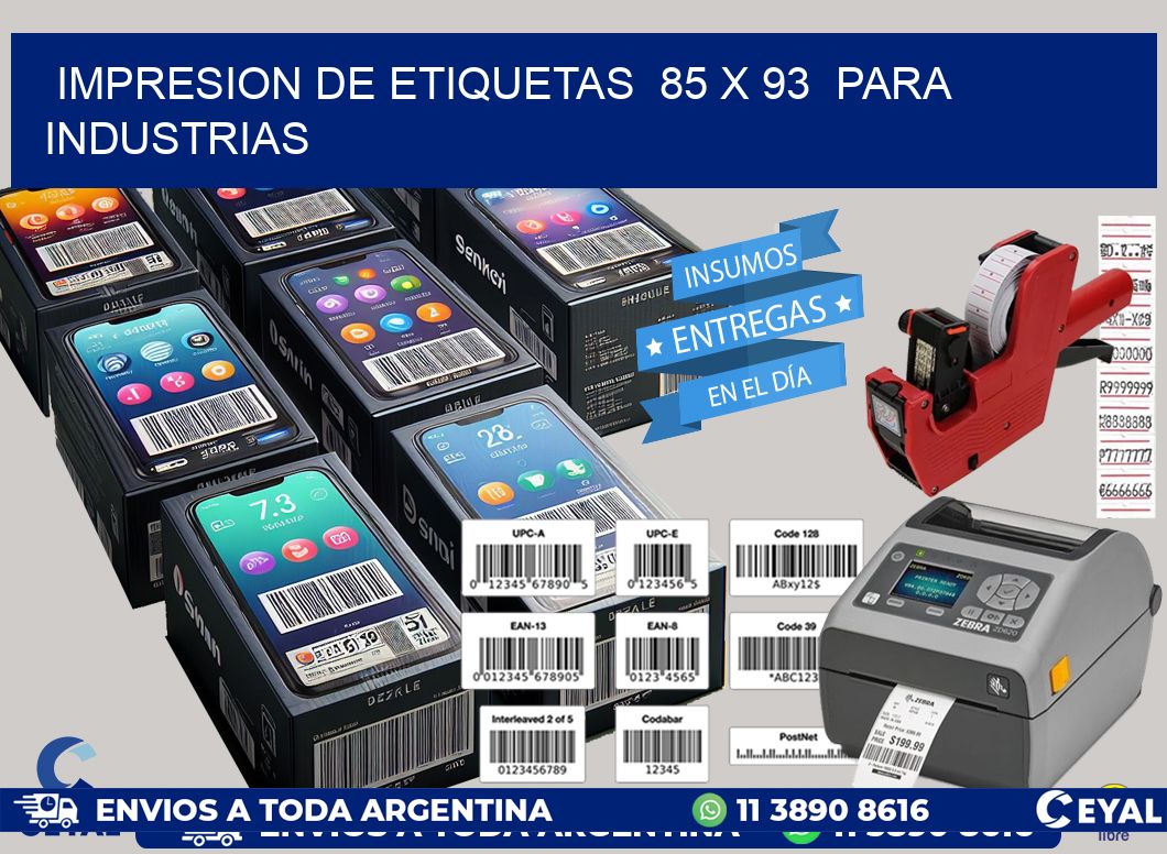 impresion de etiquetas  85 x 93  para industrias
