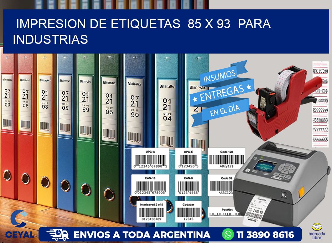 impresion de etiquetas  85 x 93  para industrias