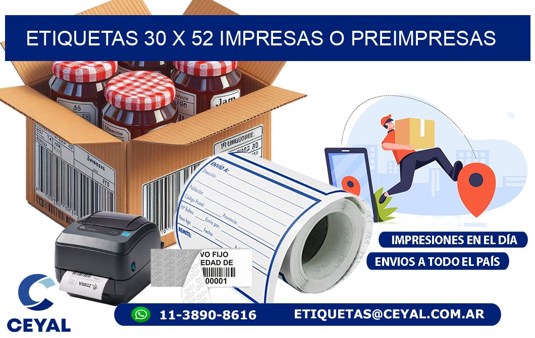 ETIQUETAS 30 x 52 IMPRESAS O PREIMPRESAS