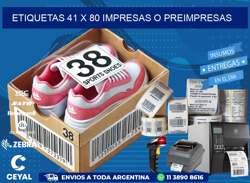 ETIQUETAS 41 x 80 IMPRESAS O PREIMPRESAS