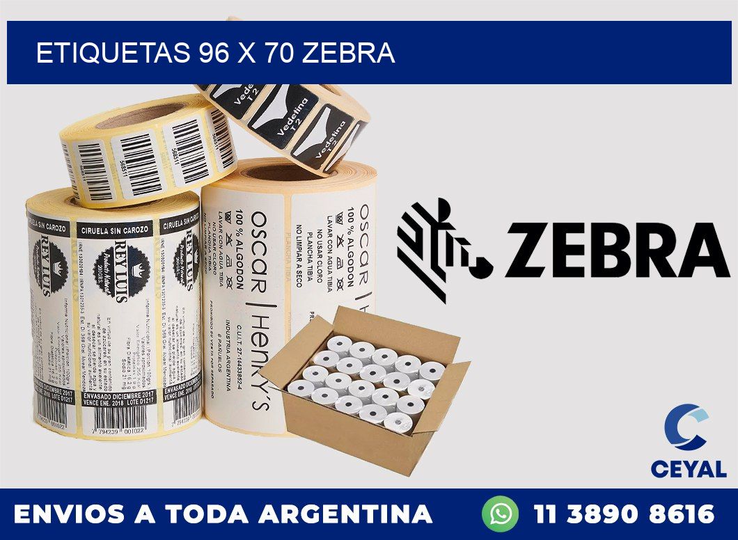 ETIQUETAS 96 x 70 ZEBRA