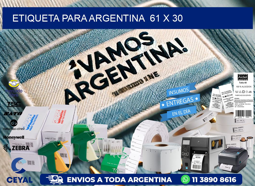 etiqueta para Argentina  61 x 30