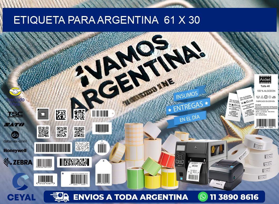 etiqueta para Argentina  61 x 30
