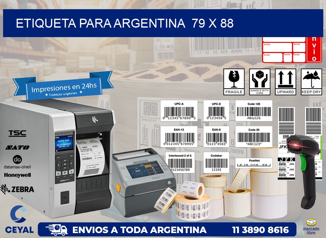 etiqueta para Argentina  79 x 88