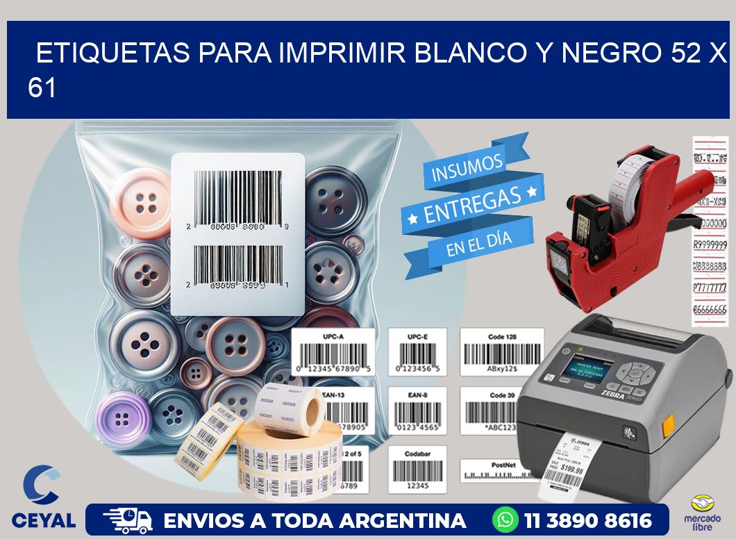 etiquetas para imprimir blanco y negro 52 x 61