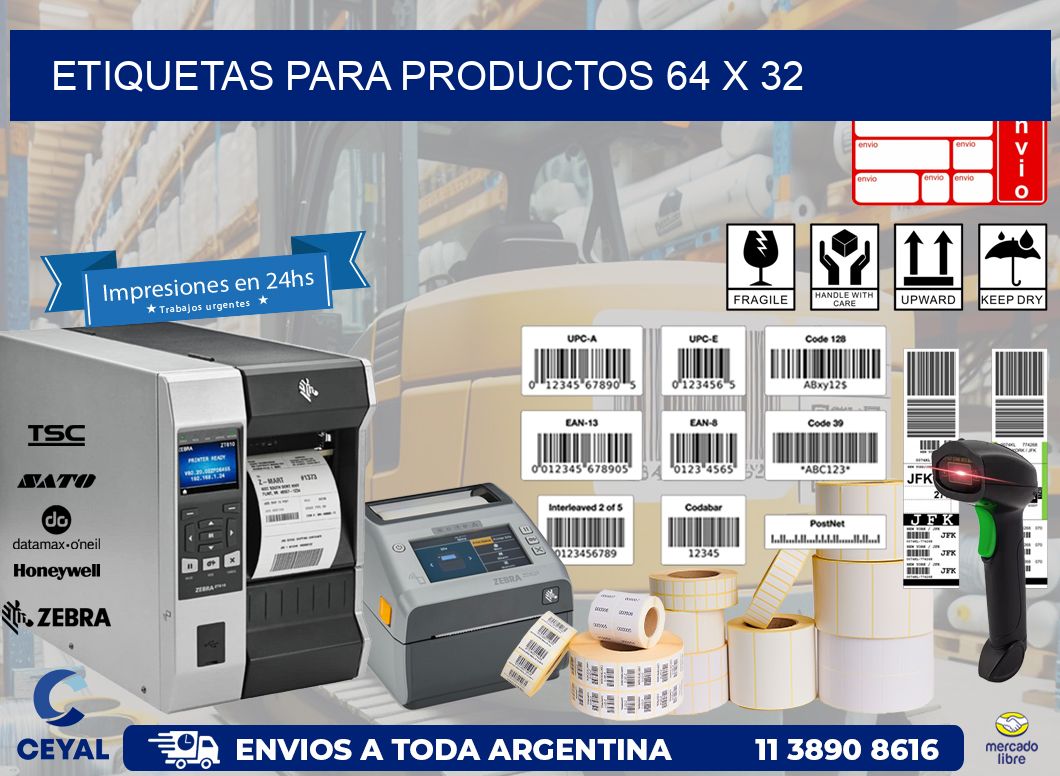 etiquetas para productos 64 x 32