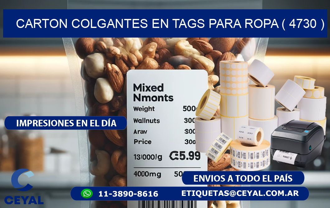 CARTON COLGANTES EN TAGS PARA ROPA ( 4730 )