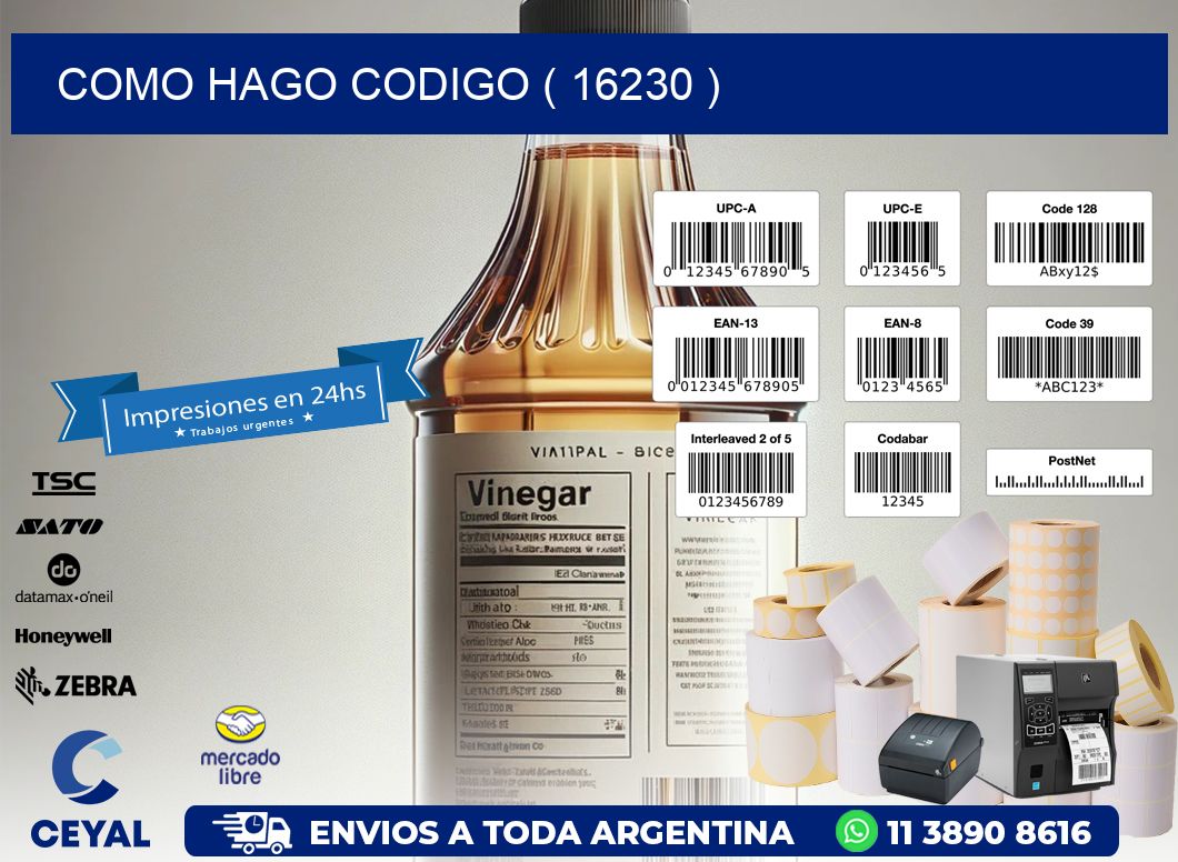 COMO HAGO CODIGO ( 16230 )