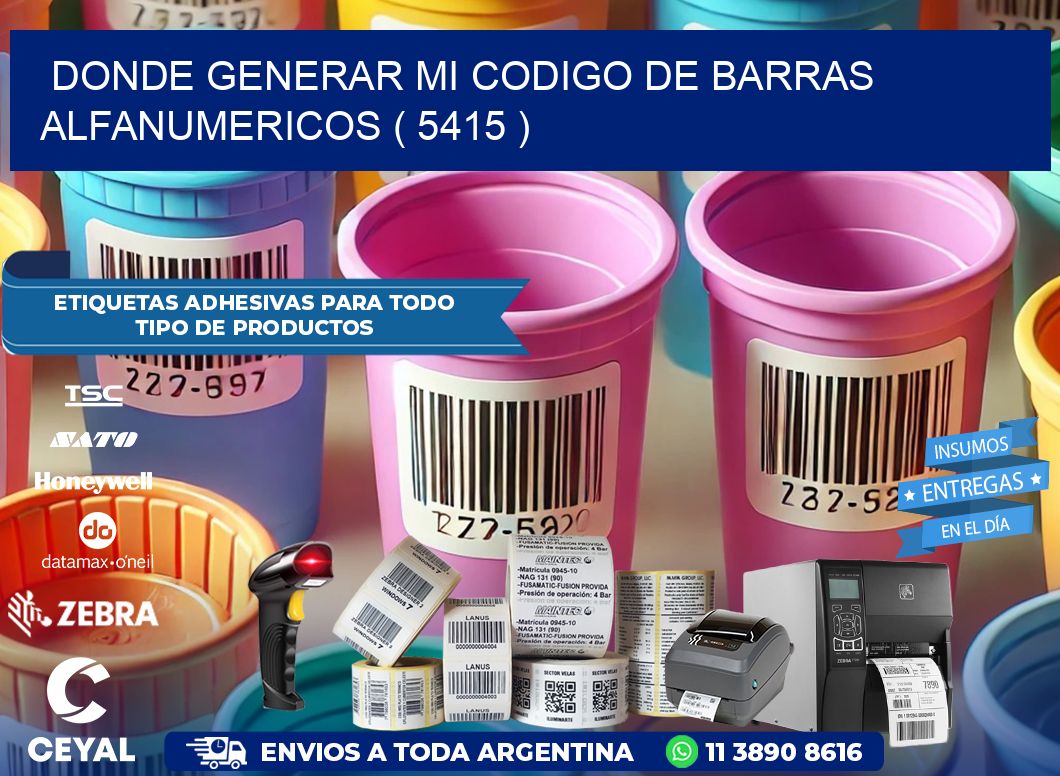 DONDE GENERAR MI CODIGO DE BARRAS ALFANUMERICOS ( 5415 )