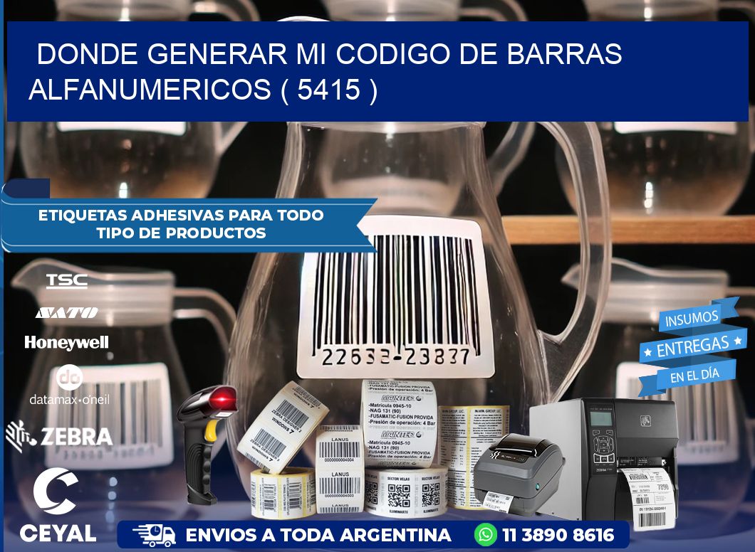 DONDE GENERAR MI CODIGO DE BARRAS ALFANUMERICOS ( 5415 )