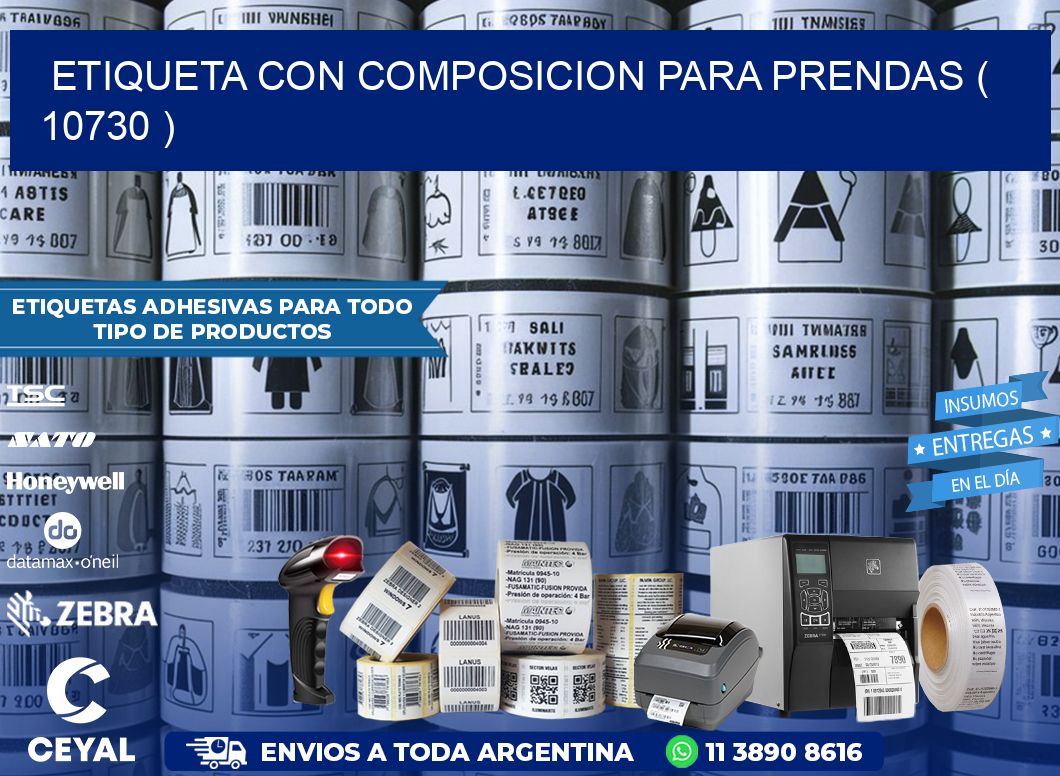 ETIQUETA CON COMPOSICION PARA PRENDAS ( 10730 )