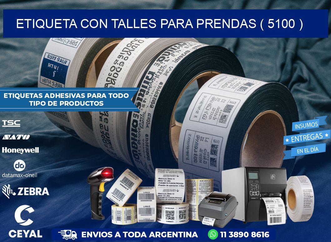 ETIQUETA CON TALLES PARA PRENDAS ( 5100 )
