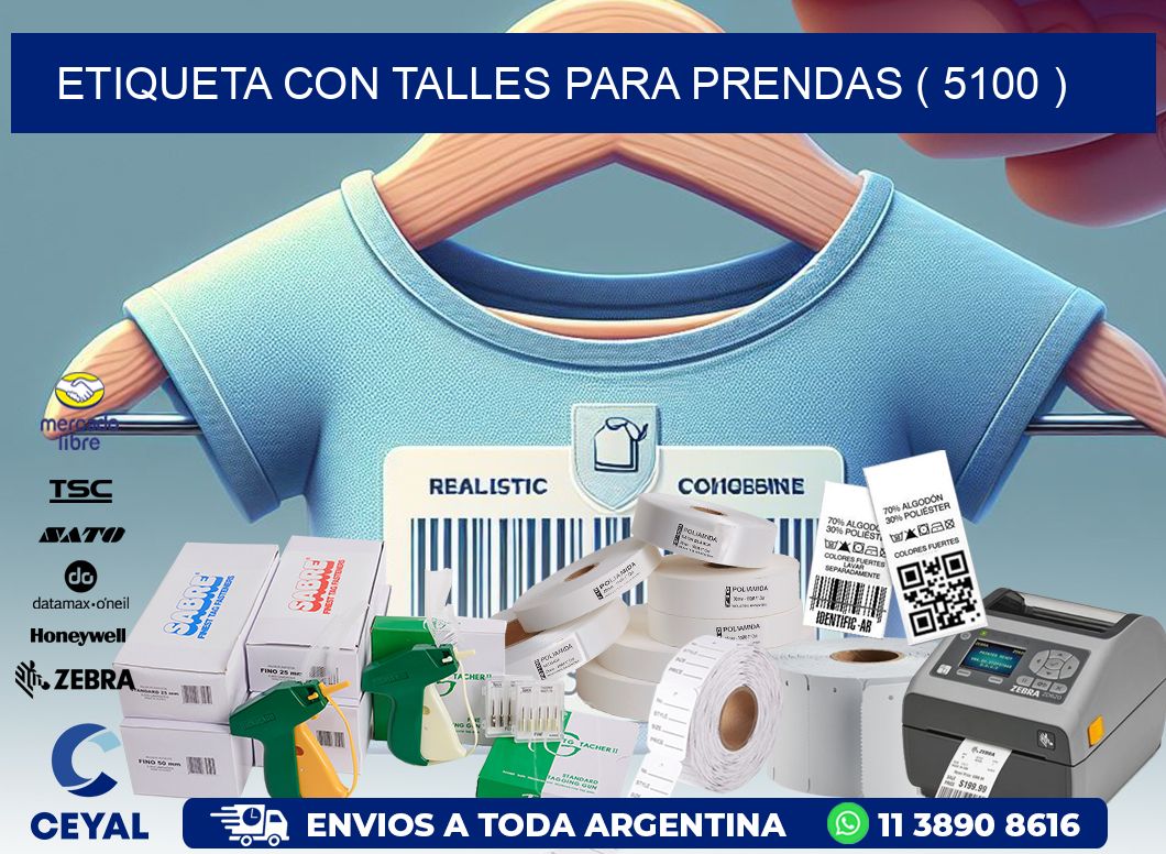 ETIQUETA CON TALLES PARA PRENDAS ( 5100 )
