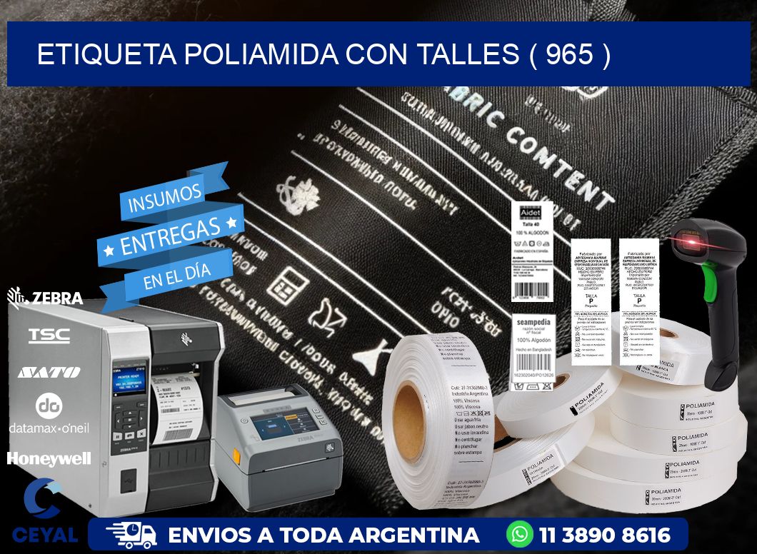 ETIQUETA POLIAMIDA CON TALLES ( 965 )