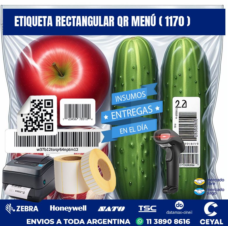 ETIQUETA RECTANGULAR QR MENÚ ( 1170 )