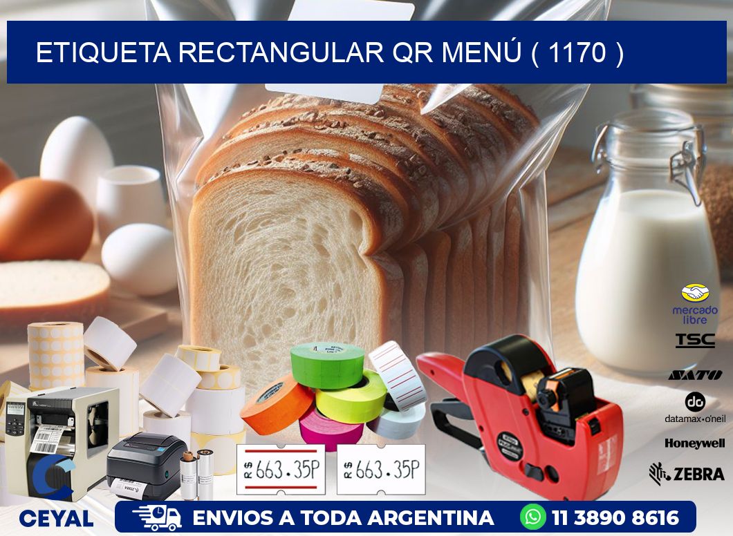 ETIQUETA RECTANGULAR QR MENÚ ( 1170 )
