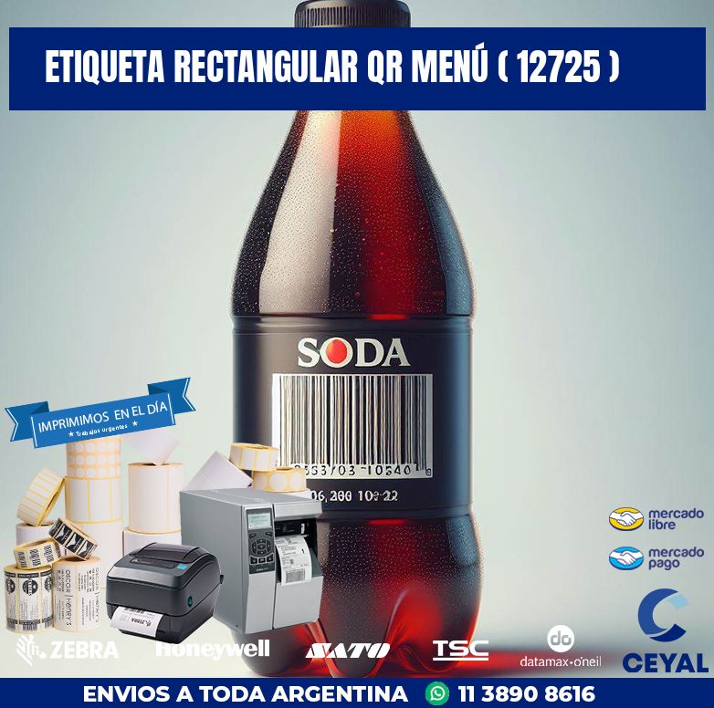 ETIQUETA RECTANGULAR QR MENÚ ( 12725 )