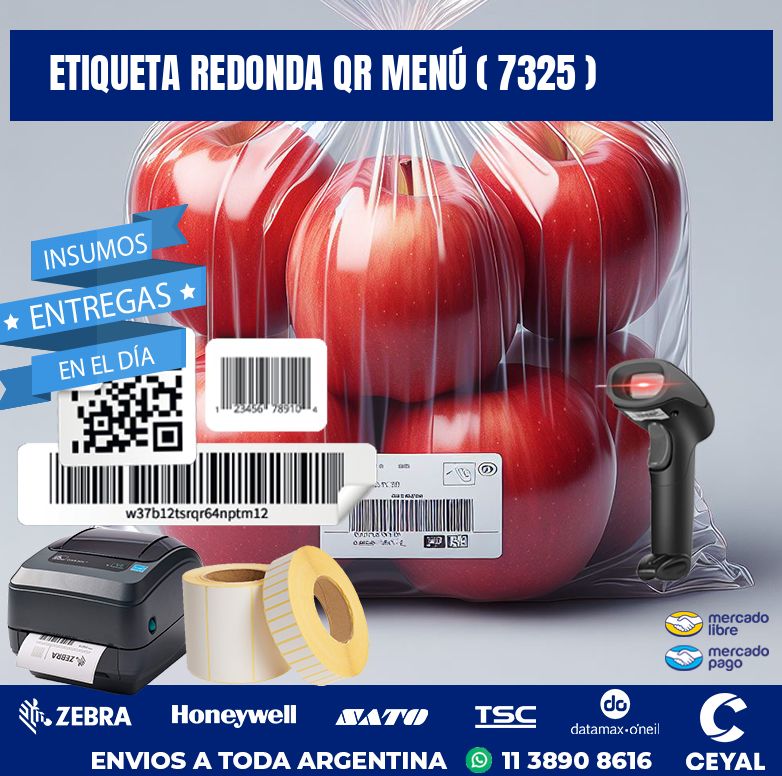 ETIQUETA REDONDA QR MENÚ ( 7325 )