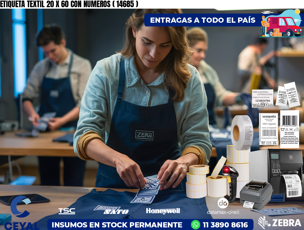 ETIQUETA TEXTIL 20 X 60 CON NUMEROS ( 14685 )