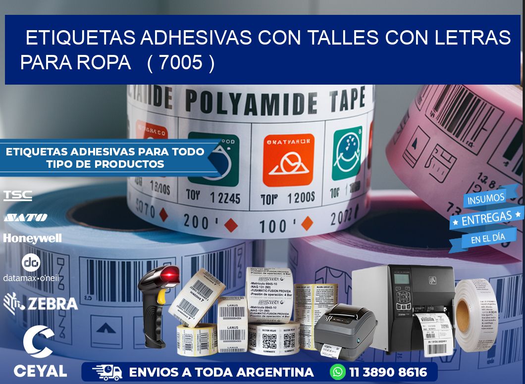 ETIQUETAS ADHESIVAS CON TALLES CON LETRAS PARA ROPA   ( 7005 )
