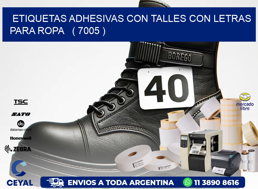 ETIQUETAS ADHESIVAS CON TALLES CON LETRAS PARA ROPA   ( 7005 )