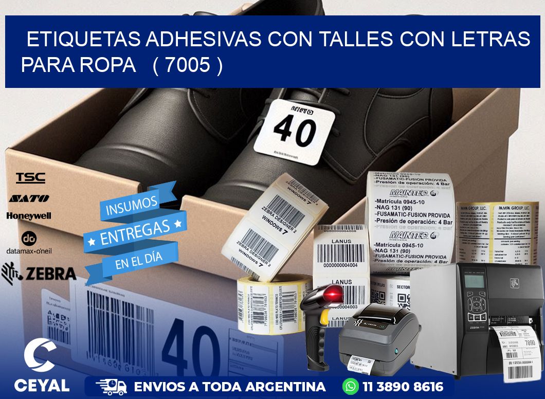 ETIQUETAS ADHESIVAS CON TALLES CON LETRAS PARA ROPA   ( 7005 )