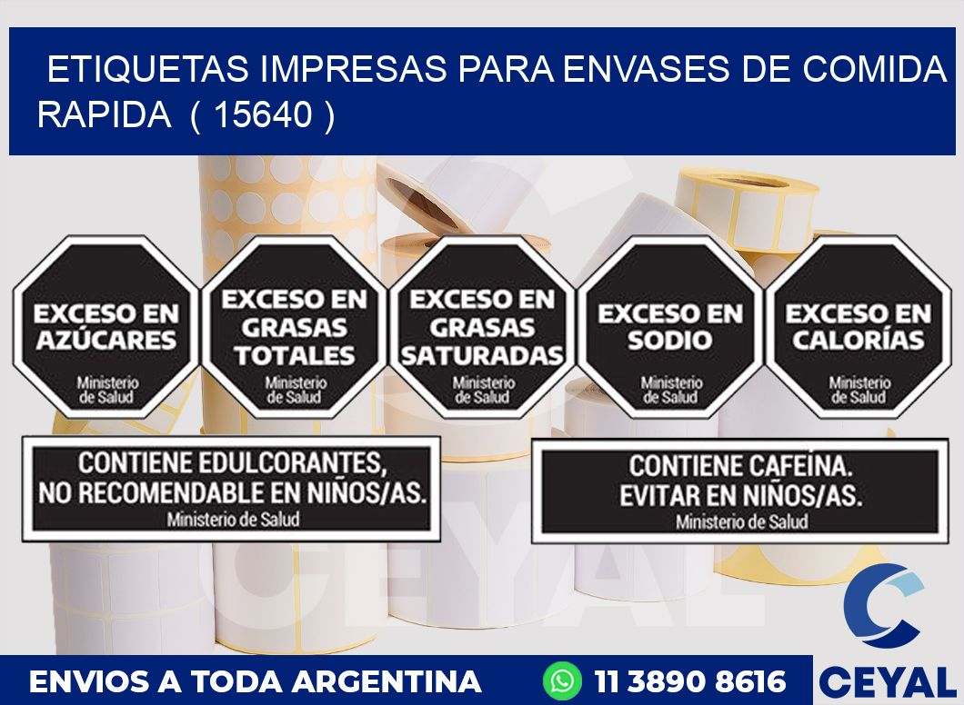 ETIQUETAS IMPRESAS PARA ENVASES DE COMIDA RAPIDA  ( 15640 )