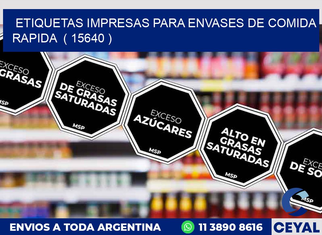 ETIQUETAS IMPRESAS PARA ENVASES DE COMIDA RAPIDA  ( 15640 )