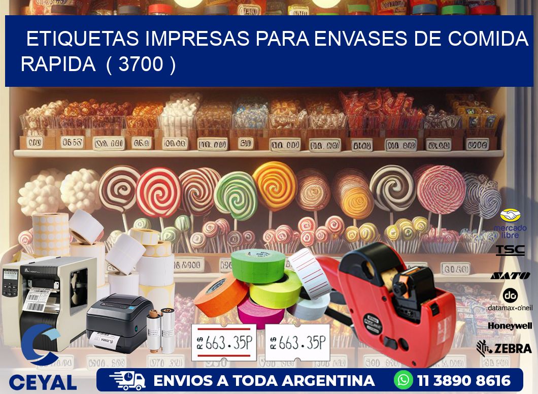 ETIQUETAS IMPRESAS PARA ENVASES DE COMIDA RAPIDA ( 3700 )