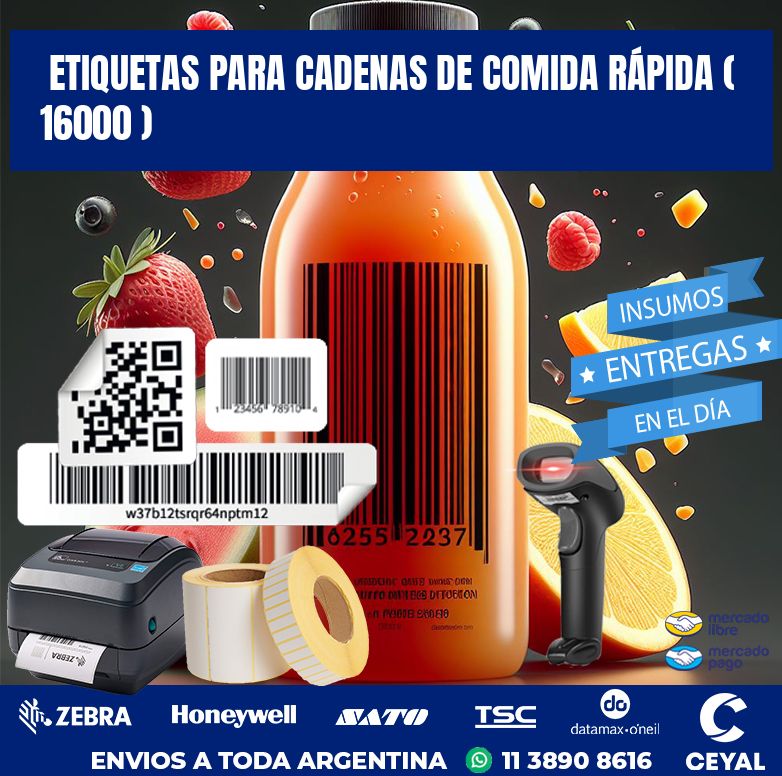 ETIQUETAS PARA CADENAS DE COMIDA RÁPIDA ( 16000 )