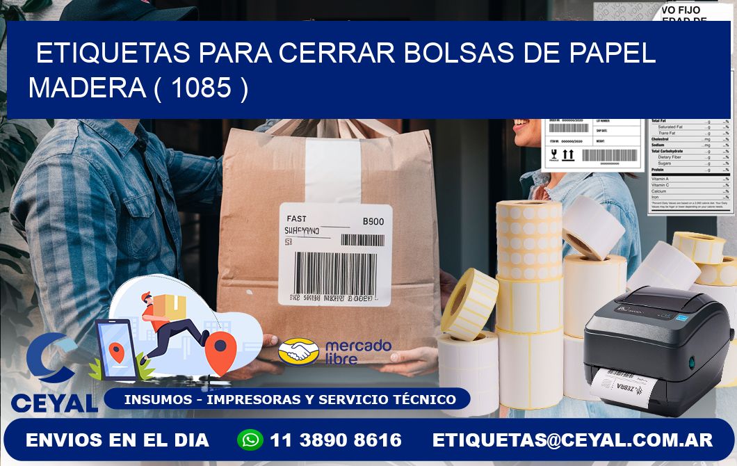 ETIQUETAS PARA CERRAR BOLSAS DE PAPEL MADERA ( 1085 )