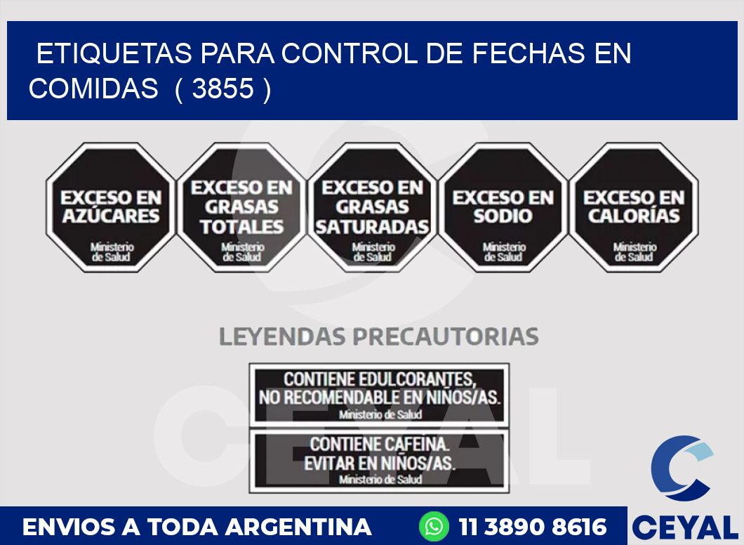 ETIQUETAS PARA CONTROL DE FECHAS EN COMIDAS ( 3855 )