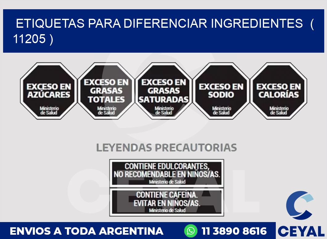 ETIQUETAS PARA DIFERENCIAR INGREDIENTES  ( 11205 )