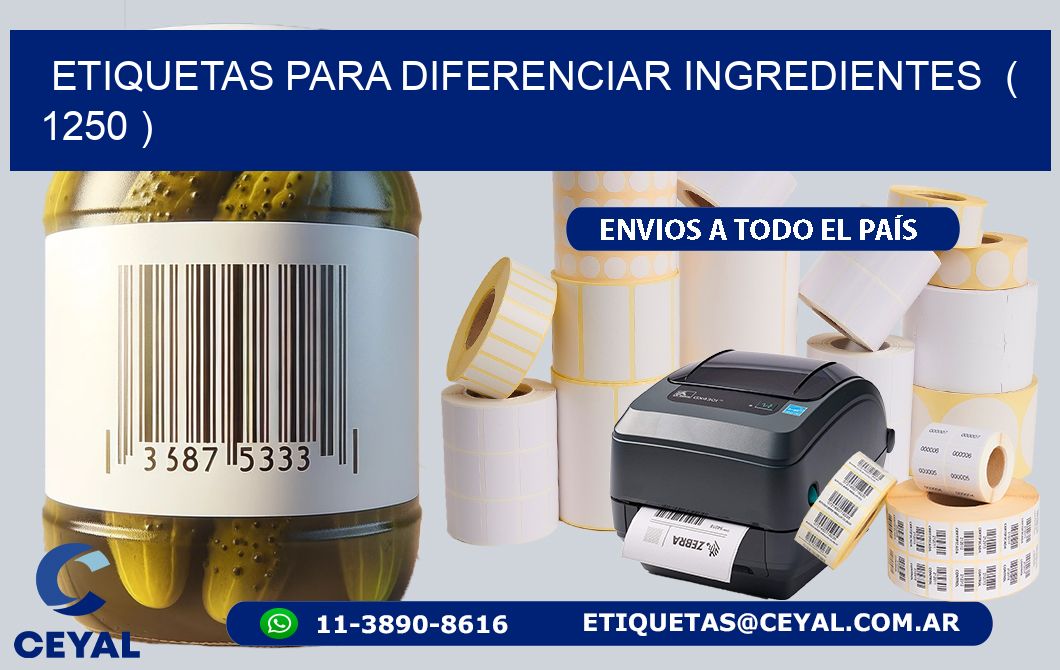 ETIQUETAS PARA DIFERENCIAR INGREDIENTES ( 1250 )