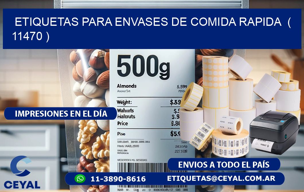 ETIQUETAS PARA ENVASES DE COMIDA RAPIDA ( 11470 ) | Insumos Textiles