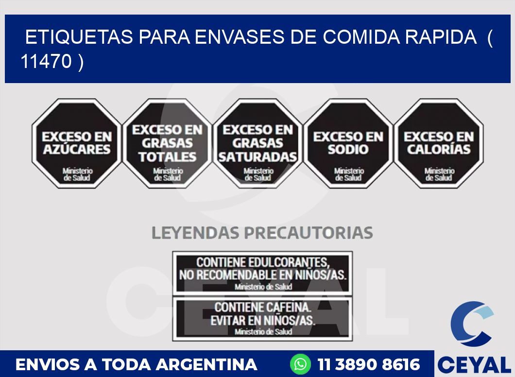 ETIQUETAS PARA ENVASES DE COMIDA RAPIDA  ( 11470 )