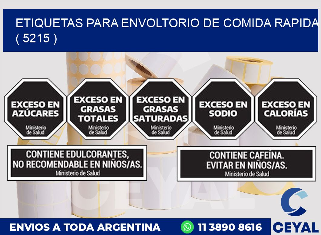 ETIQUETAS PARA ENVOLTORIO DE COMIDA RAPIDA ( 5215 )