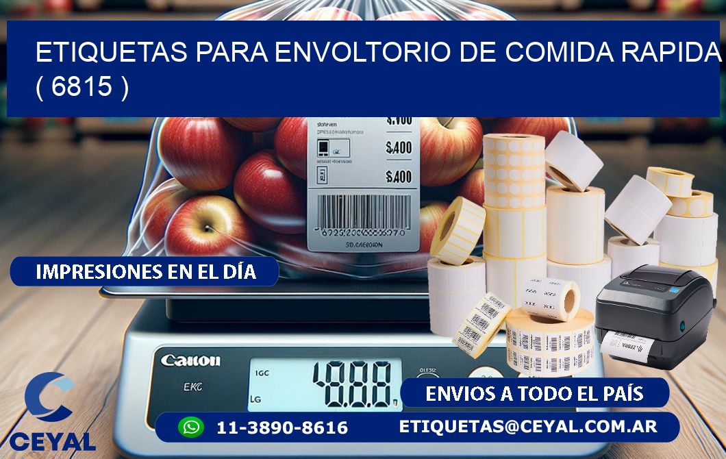 ETIQUETAS PARA ENVOLTORIO DE COMIDA RAPIDA  ( 6815 )