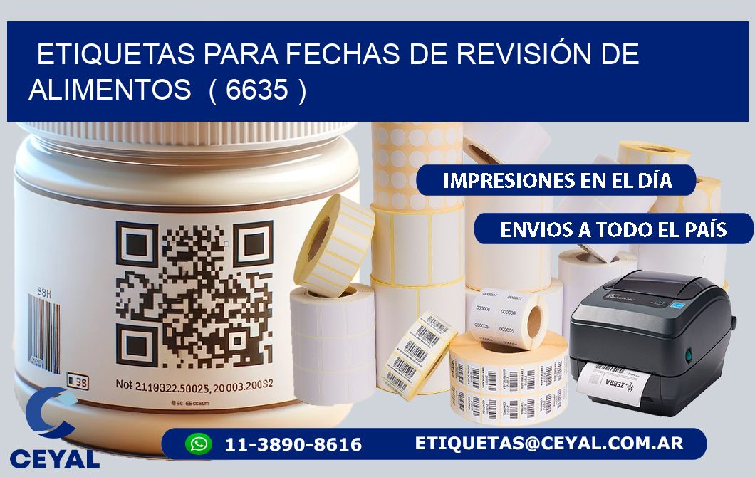 ETIQUETAS PARA FECHAS DE REVISIÓN DE ALIMENTOS ( 6635 )