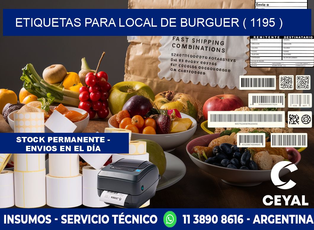 ETIQUETAS PARA LOCAL DE BURGUER ( 1195 )