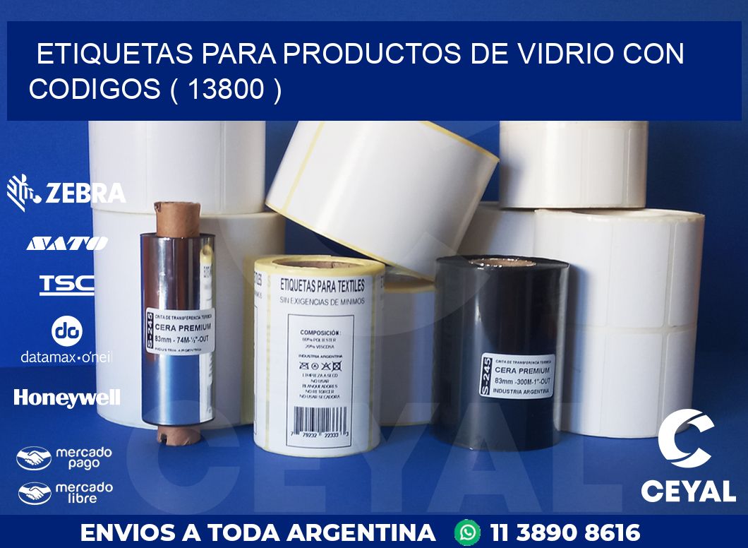 ETIQUETAS PARA PRODUCTOS DE VIDRIO CON CODIGOS ( 13800 )